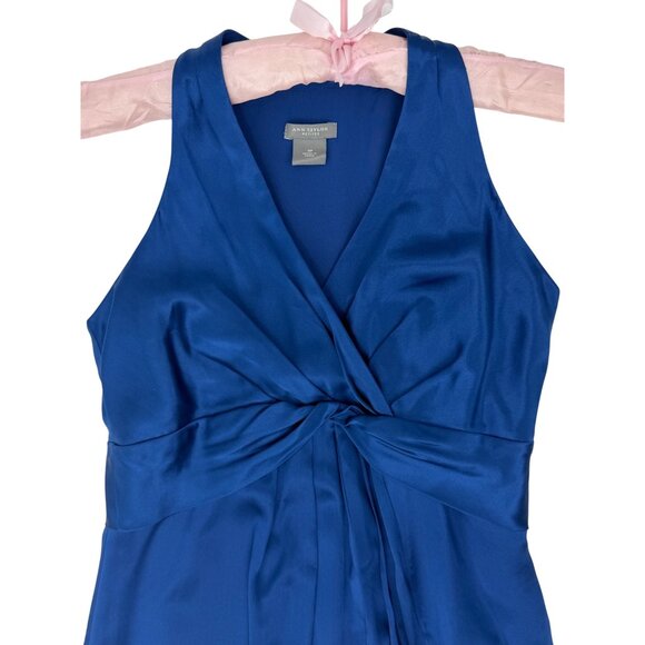 VTG Ann Taylor Royal Blue Silk A-Line Twist Front Mini Dress | 90s Quiet Luxury - Picture 11 of 12